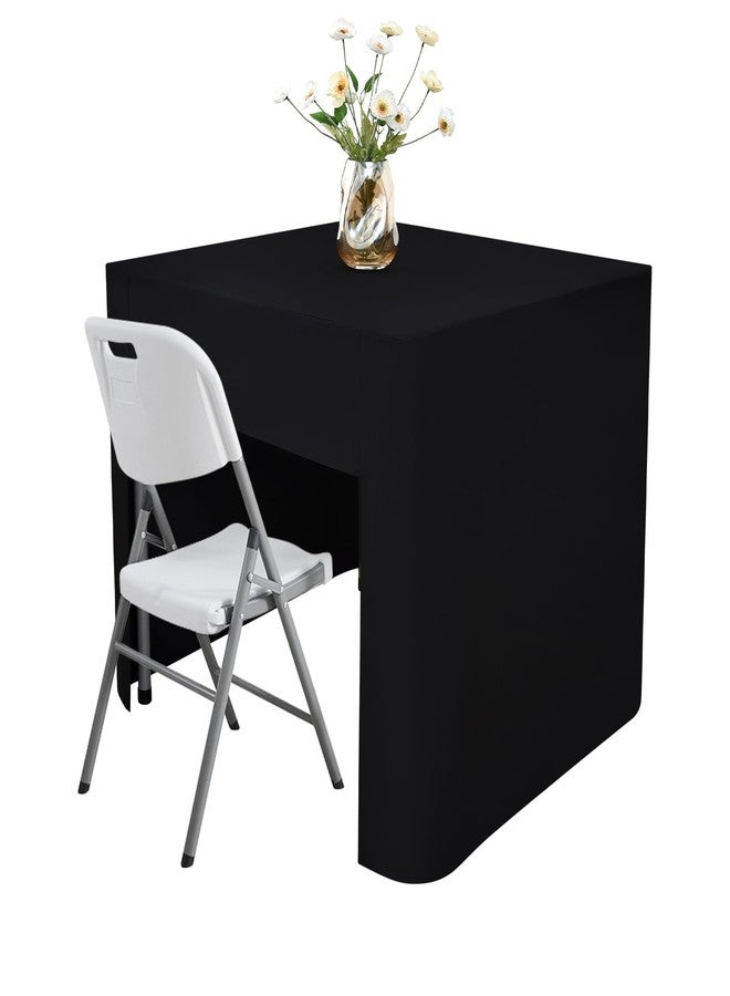 Nacuci 34X34 Inch Black Square Fitted Tablecloth Open Back Fitted Table Cloth Washable Polyester for Folding Table Display Trade Show Party Wedding Banquet Birthday - Image 1